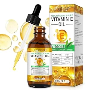 Pure Vitamin E Oil for Skin & Hair 75,000 IU – 100% Natural Organic Vitamin E Oil – Cold Pressed 2 Fl Oz, Moisturizes & Protects – for Face, Body, Scars & Cuticles