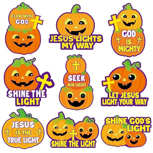 36PCS Christian Halloween Decorations Halloween Christian Pumpkin Cutouts for Pumpkin