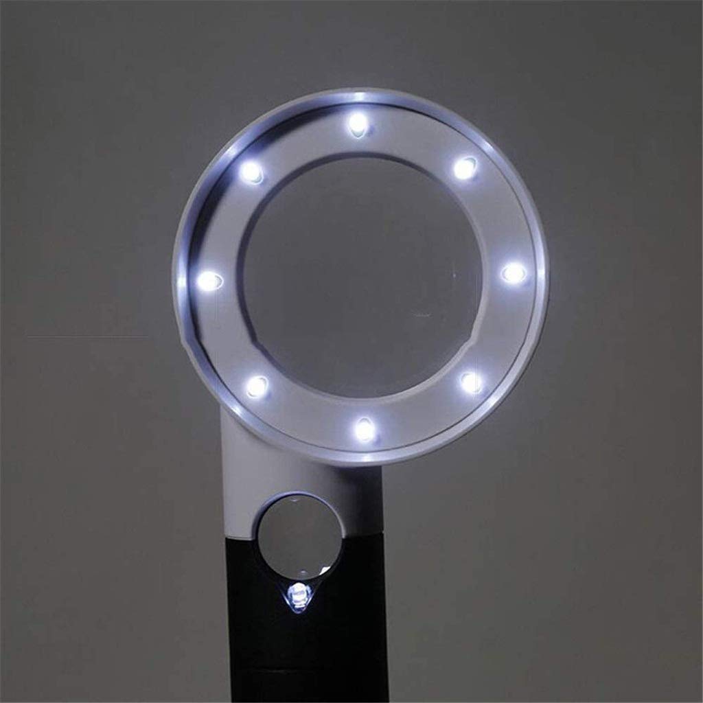 Lupa de mano, luz LED con forma, identificación de lectura primaria, secundaria, lupa de alta definición