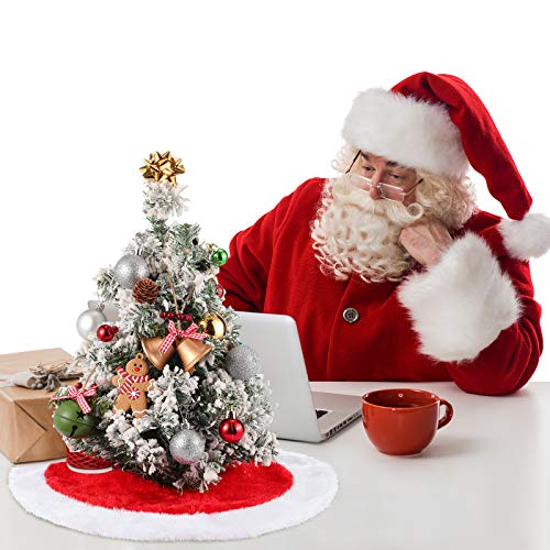 Sumind Mini Christmas Tree Skirt 15 Inch Xmas Tree Skirt Miniature Christmas Tree Skirt Decor For Xmas New Year Holiday Party Home Ornaments (Red-White, Plush) #TOP5