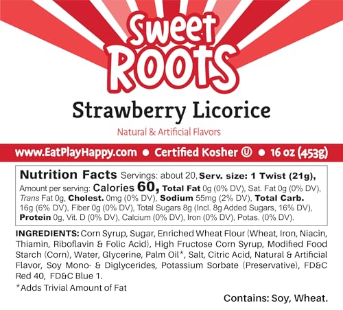 image for Happy Bites Sweet Roots Strawberry Licorice Twists – 1 Bag (16 oz) �