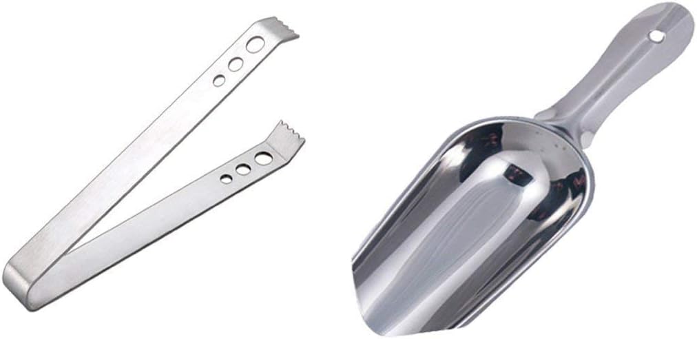 King International Stainless Steel Bartender Kit Set, Silver, Set of 2 Pieces, Ice Picker, Ice Tong, Bar Tools for Home Bar Accessories, Mini Bar, Bar Set for Gift