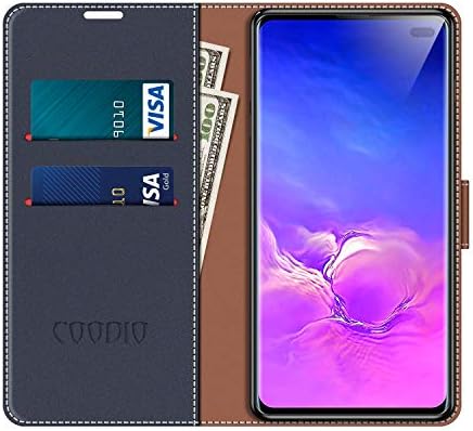 COODIO Samsung Galaxy S10 Plus Case, Samsung S10 Plus Phone Case, Galaxy S10 Plus Wallet Case, Magnetic Flip Leather Case For Samsung Galaxy S10 Plus Phone Cover, Dark Blue/Red