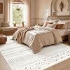 Alfombra Boho 5x7 para Sala: Alfombra Marroquí Suave Lavable | Decoración Moderna Neutra y Moderna para el Hogar - Alfombra Resistente a Manchas para Dormitorio, Comedor, Granja, Marrón Crema 7