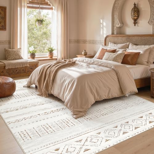 Image of cotiled Boho 9x12 Area Rug for Living Room: Large Moroccan Washable Rug