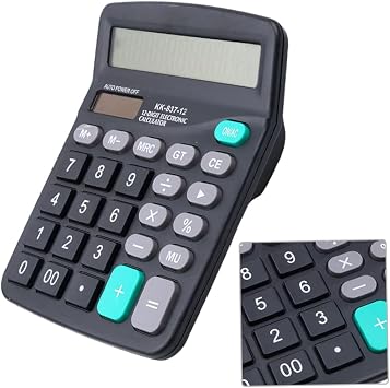 Electric Calculator, 12 Digit Desk Calculator Jumbo Large Buttons Solar Desktop Financial Business Accounting Tool Black 1pc