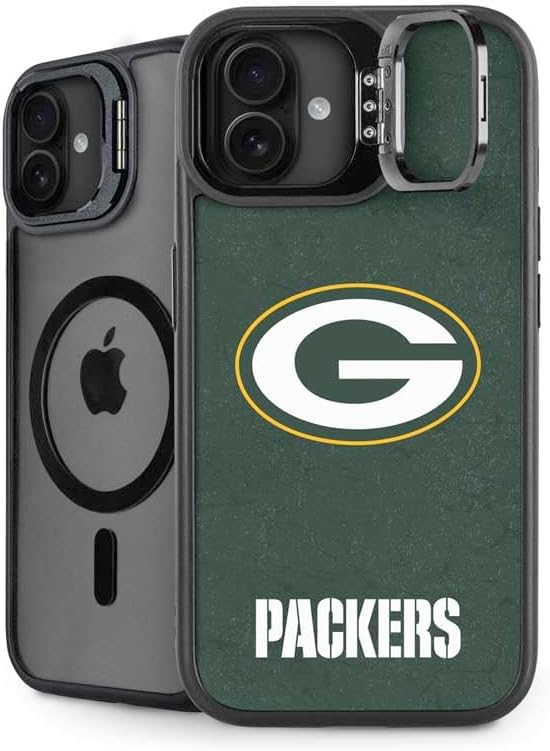 Skinit Kickstand Phone Case Compatible with iPhone 16 - Officially Licensed NFL Green Bay Packers Double Vision Design