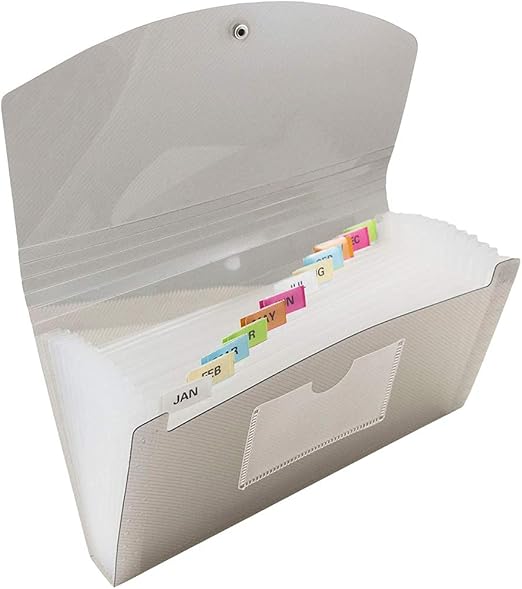 JAM PAPER Accordion Folders - 13 Pocket Plastic Expanding File - Check Size - 5 x 10 1/2 - Smoke Grey - Sold Individually