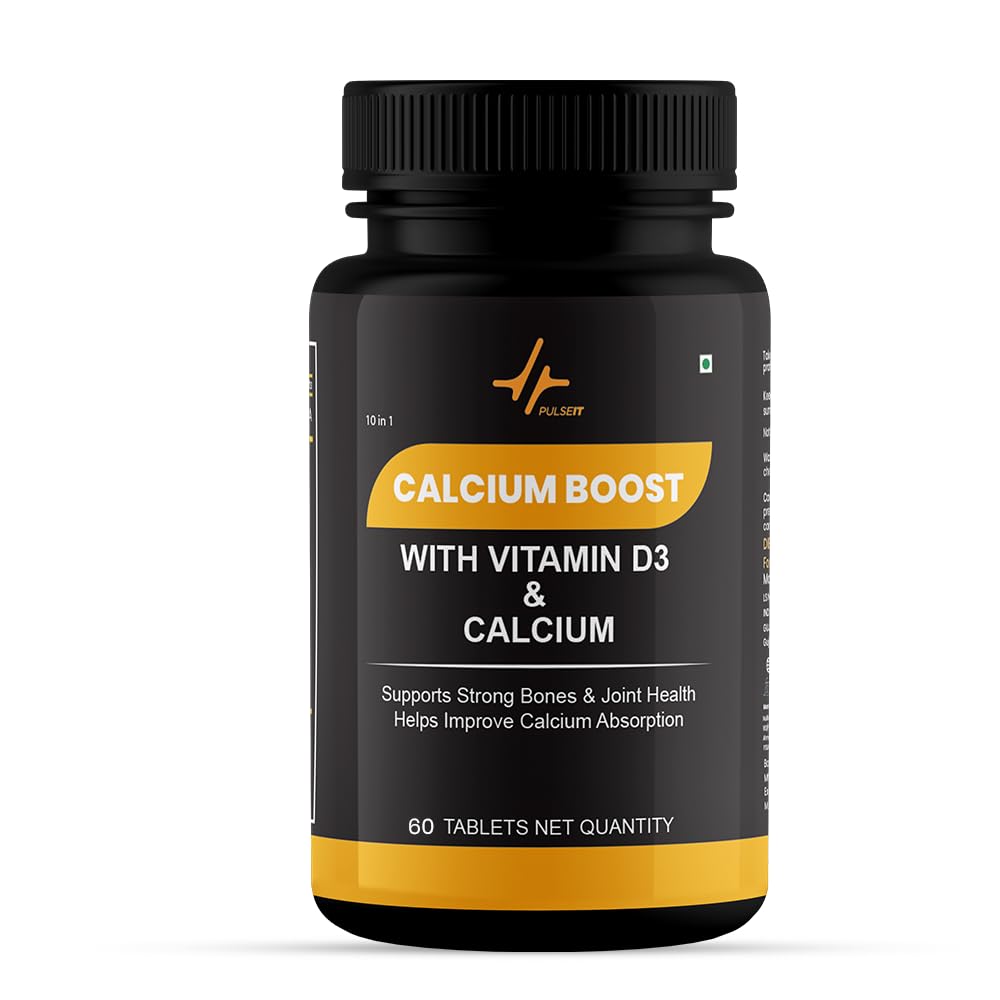 PULSEIT Calcium Booster with Vitamin D3, K2-7 & Essential Minerals | Supports Bone, Joint & Muscle Health | Calcium Supplement for Men & Women | Strong Bones & Teeth Support | 60 Tablets-image-44