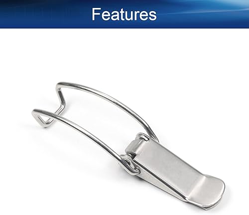 Miniatura 3 de Yinpecly 2 cerrojos de cierre de palanca con resorte de 3.425 in3.42 pulgadas de longitud de acero inoxidable 201, hebilla de bloqueo de palanca de