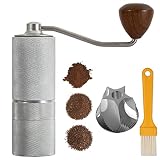 Manuelle Kaffeemühle Tragbare, 3-Lager-Handkaffeemühle Interne Einstellbare Einstellung, Kaffee-Handmühle Edelstahl Kegelbohrer, Kaffeemühle Camping, Manuelle Kaffeebohnenmühle Silberfarbe