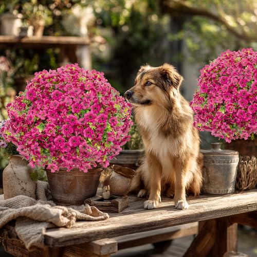 image for AXYLEX Artificial Flowers for Outdoors Fake Plants - 16 Bundles Faux O