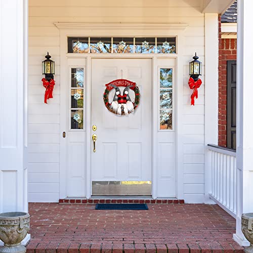 Sggvecsy Christmas Gnome Wreath For Front Door Artificial Christmas Wreath 14’’ Small Christmas Wreath With Pine Needles Pine Cones Swedish Gnomes Ornaments For Window Wall Home Holiday Decor #TOP1