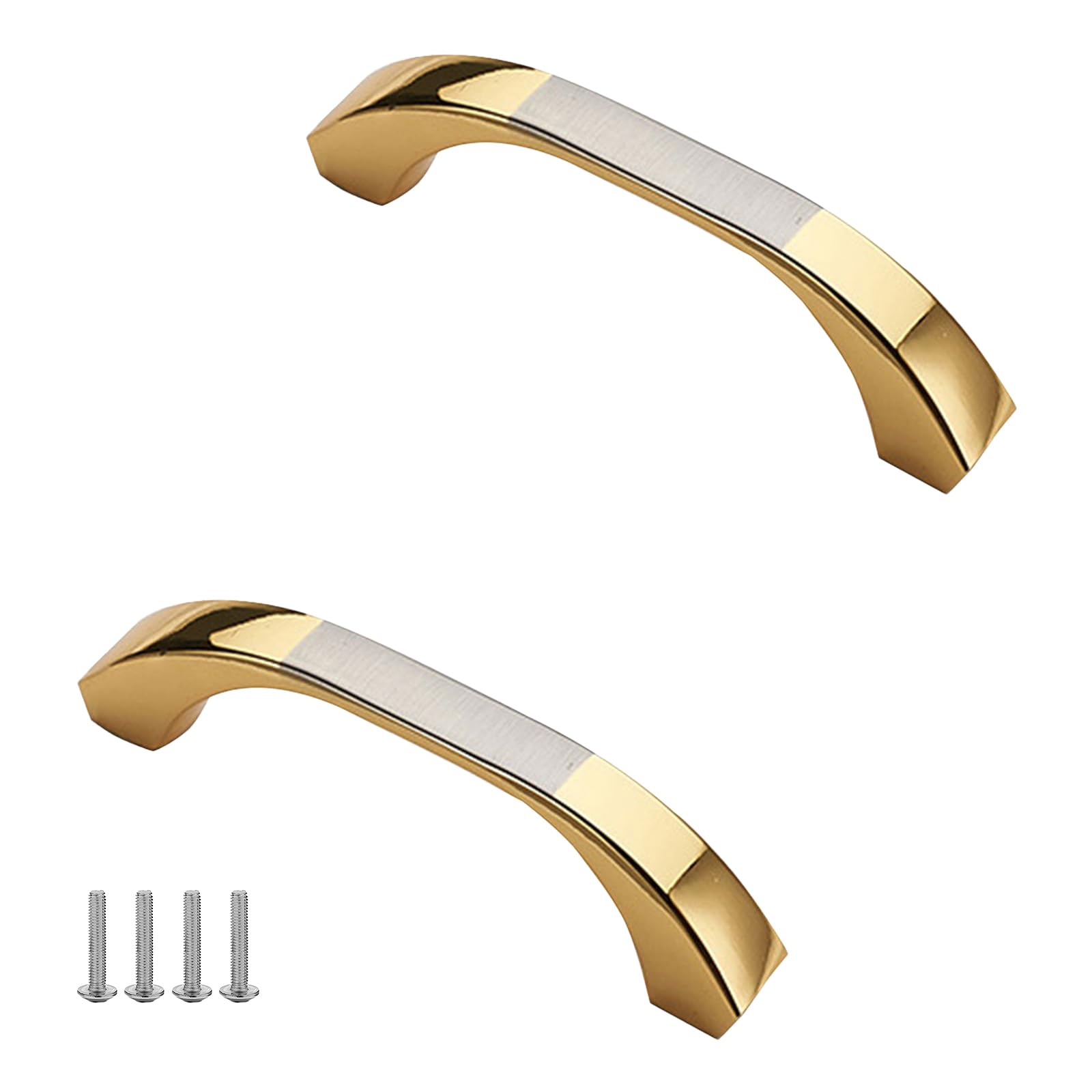 MJYDKBZ Gold Furniture Handles 64mm, 2 Pack Drawer Handle Solid Zinc Alloy | Anodized Surface, Kitchen Door Handles Hole Centers: 64-160mm Cupboard Handle Cabinet Pulls Wardrobe Pulls 64mm/2.5in