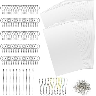Mkitnvy Zestaw folii termokurczliwej, 245 sztuk, folia termokurczliwa do majsterkowania, w zestawie papier termokurczliwy A4, breloczek do kluczy, dzielone zamknięcie, zapięcie na karabińczyk,