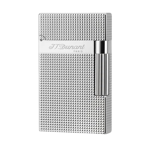 JTDunant Classic Diamond Head Lighter, Clear Ping Sound, Refillable, Vintage Trench Metal Lighters, Adjustable Soft Flame, Unique Gift for Men Father Husband Boyfriend Friend (Silver)