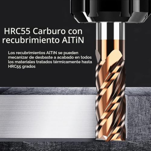 Miniatura 5 de Asnomy 1pc Hrc55 Molino De Extremo Cuadrado De Carburo, Molino De Extremo De Carburo De Micro Grano Para Metal Duro, 4 Flautas De Fresadora, Altin Recubierto De Cnc Fresas - 10 Mm
