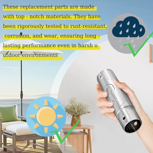 Wshxjzyay Patio Umbrella Replacement Parts, Outdoor Umbrella Pole Replacement, Push-Button Tilt Adjustment Metal Parasol Mounting Bracket Accessories (1.5 Inch) - Thumbnail 7