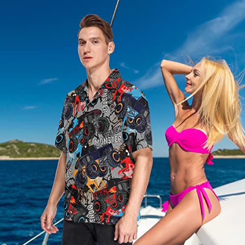 visesunny Stylish Men's Hawaiian Print Button Down Short Sleeve Shirt Funny Tropical Floral Casual Beach Shirts Gift4