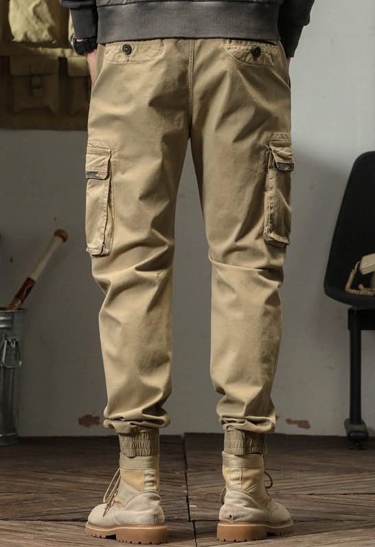Image of Men's Cotton Cargo Pants Multi-Pocket,Comfortable Work Pants, Durable Trousers & Everyday Wear-CP-031
