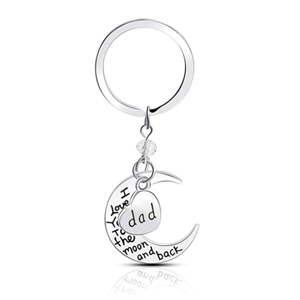 Egurs dad I Love you to the moon and back Key Ring Keyring Keychain Novelty Keyring Gift Silver
