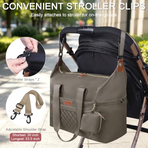 Image of Pritent Diaper Bag - Baby Diaper Bag Waterproof Large Maternity Travel Baby Bag for Mom and Dad
