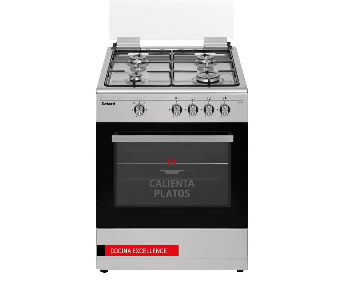 Corbero CCSF60420BX Cocinas Excellence 60 cm Dimensiones 83 x 60 x 61, Capacidad 55L, Gas Butano, Color Inox, 4 Fuegos,