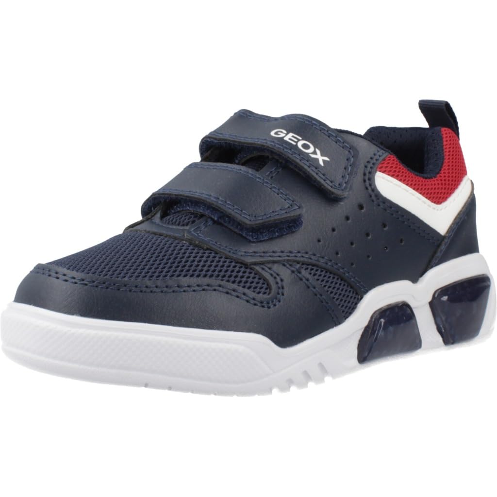 Geox J ILLUMINUS BOY A, Boys’ Sneaker, Navy/Red,