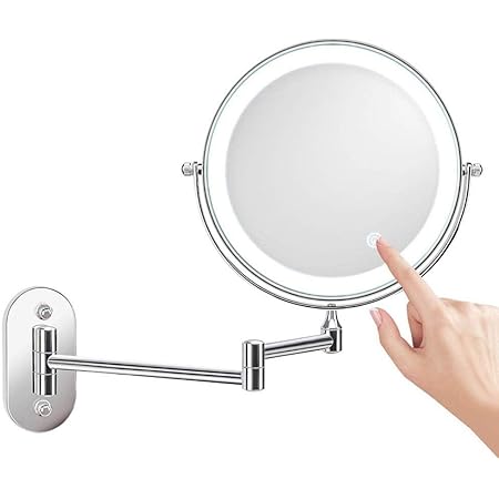 Kosmetikspiegel 10 Fach Wandmontage Led Touchscreen Dimmbarer Schminkspiegel Rasierspiegel Vergrosserungsspiegel Make Up Spiegel 360 Schwenkbar Faltbar Amazon De Kuche Haushalt Wohnen Wand Kosmetikspiegel 10 Fach