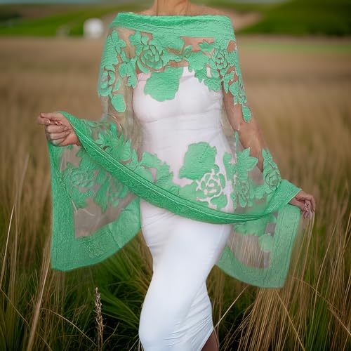 Wedding Wrap Spring Scarf Sheer Formal Evening Shawl Plus Size Off the Shoulder Top Dressy Women's Poncho Summer Stole2