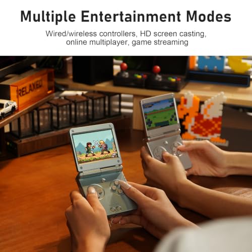 Image of RG SP Retro Handheld Game Console , RGSP Flip Portable Game Console 3.4 Inch IPS Screen H700 Linux 64-bit System Support WiFi Bluetooth 16G SD Card 30+ Game Emulators No Game Preloaded(Platinum)