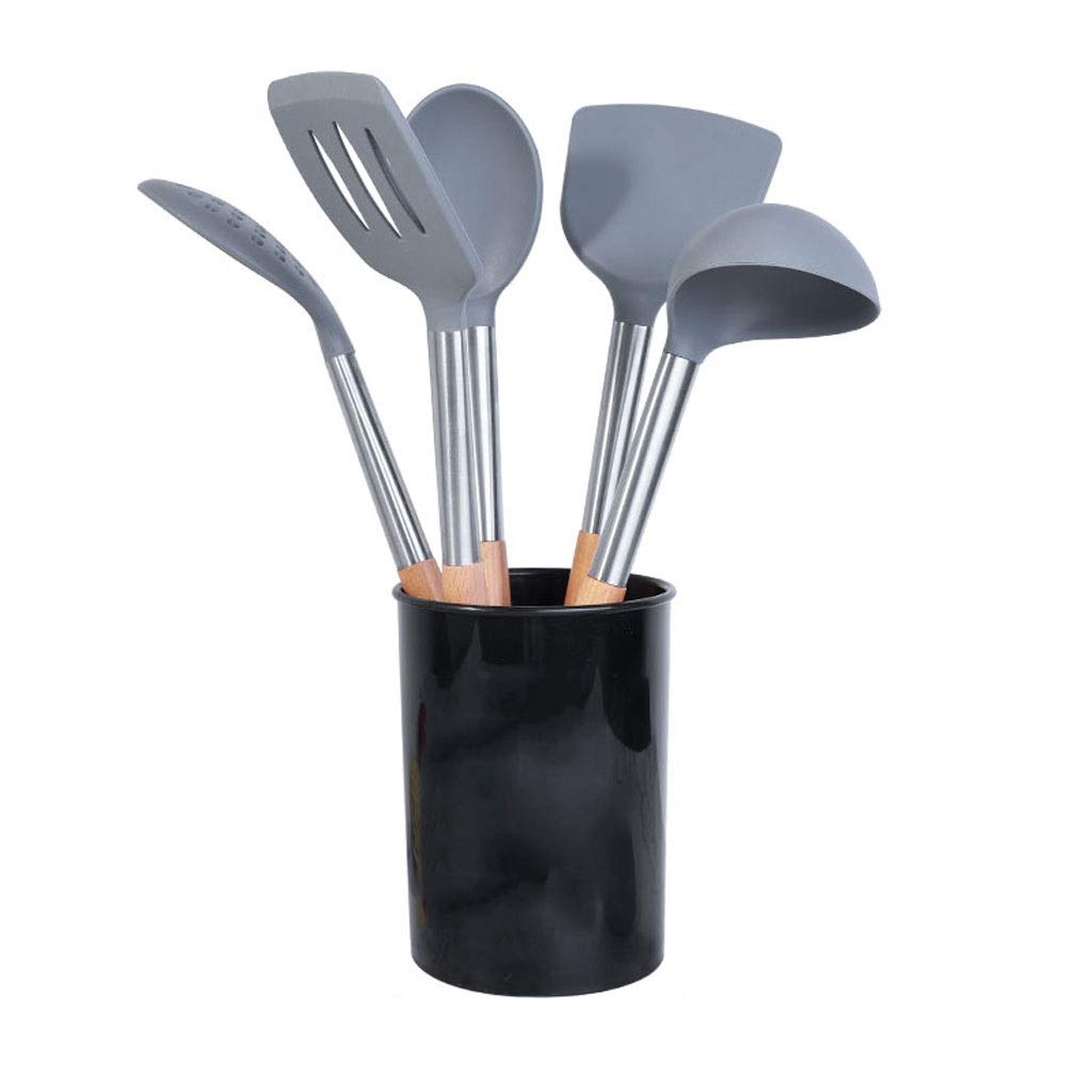 MYUYEE Kitchen Utensils Set,Kitchenware Spatula Spoon Set Wooden Handle Cookware Silicone Stainless Steel Silicone Cooking Shovel Spoon Full Set Of Kitchen Supplies