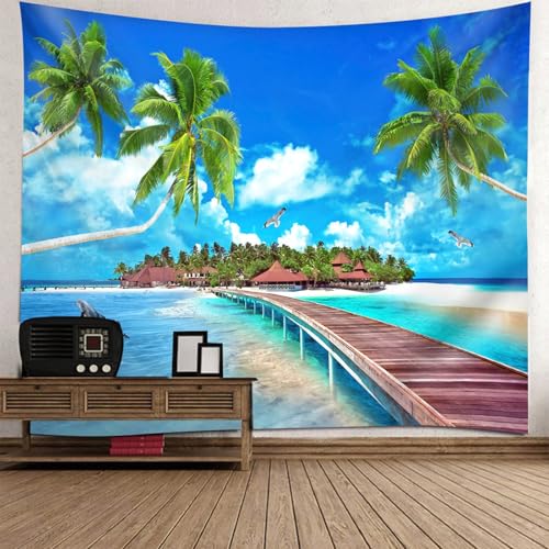 Tapisserie murale paysage mer 256x350cm grand tissu décoration moderne