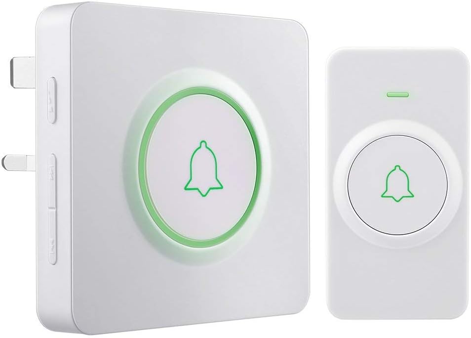 Wireless Door Bell, AVANTEK 400M/1300 Feet Operating Range Door Bells, IP55 Waterproof Door Chime with 1 Plug-in Receiver, LED Flash, 5 Levels Volume, 52 Melodies, DW-11