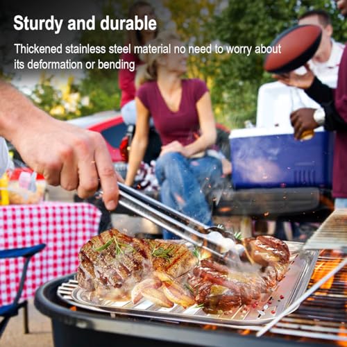 HALNYHYFD Grill Topper Pans for Gas Stove Top, 13"x9"Stainless Steel Grill Tray for Outdoor Grill, BBQ Grill Accessories for Barbecue Grills Outdoor Cooking, Prevents Food from Falling into Grill Rack - Thumbnail 5