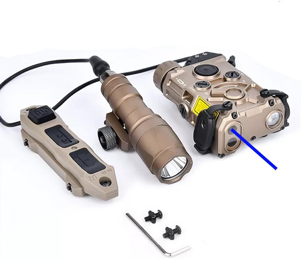 Metal Og Laser Sights Box(with IR+Red/Green/Blue Laser+ White Flashlight), & M300A Strong LED Flashlight, & Modular Dual Wire Remote Pressure Switch(SF+Crane Plug) Combo, DE