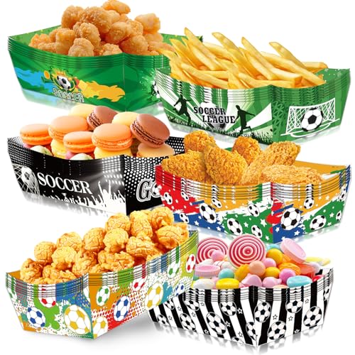 TOLGOE Soccer Party Supplies Decorations 2026-36 PCS Disposable Paper Food Trays for World Cup Game Day, Soccer Themed Plates for Popcorn, Nachos, Fries, Hot Dogs