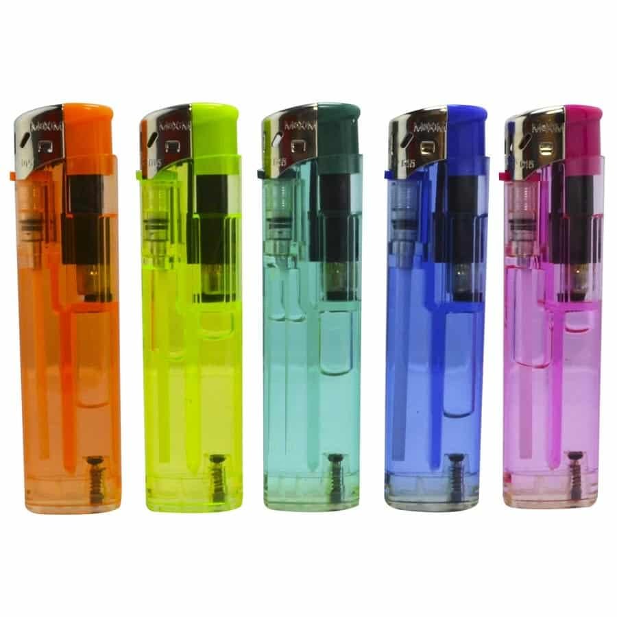 Lot de 5 Briquets - Allumage électronique - Non Rechargeable - 5 Couleurs Diff. - 043