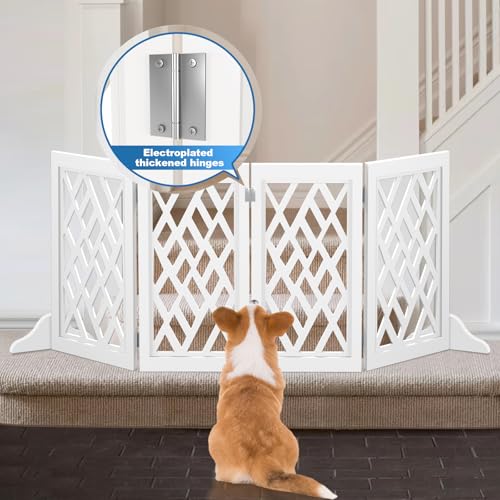 Cut-Out Design Short Dog Gate for Small Dogs, Foldable Retractable Puppy Gate Indoor - Freestanding Lightweight Pet Barrier for Doorways, Stairs, Hallways (White) - Image 5