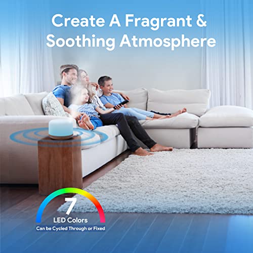 ASAKUKI Aromadiffuser, 500 ml, ultrasone aromatherapie-diffuser voor etherische oliën, luchtbevochtiger met timer, automatische uitschakeling bij waterloze toestand en 7 soorten led-lichtkleuren - Afbeelding 6