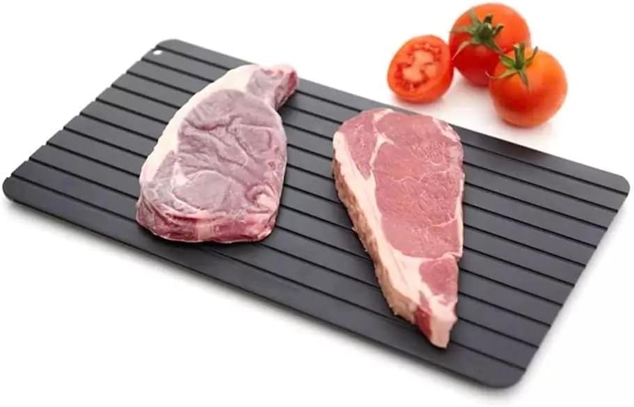 Meat Defrost board/Tray. Rapid thawing tray for all meat. Meat natural defrosting board. Thaw all food items effortlessly, Black