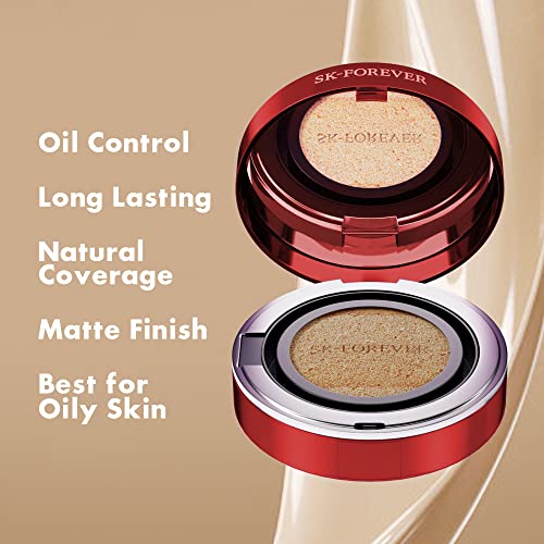 Fv Matte Make-Up Cushion Foundation, Full Coverage Oil Control Flawless Smooth Concealer Lightweight Face Makeup Bb Cream Sponge Bb Cream Air Cushion 0.5 Oz(15Ml) #TOP1