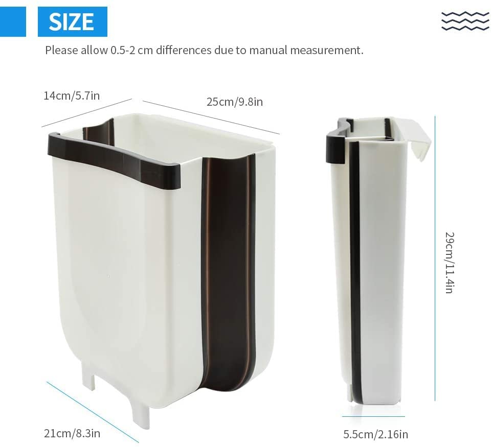 Caneca de basura plegable para cocina blanca 9L miniatura 2