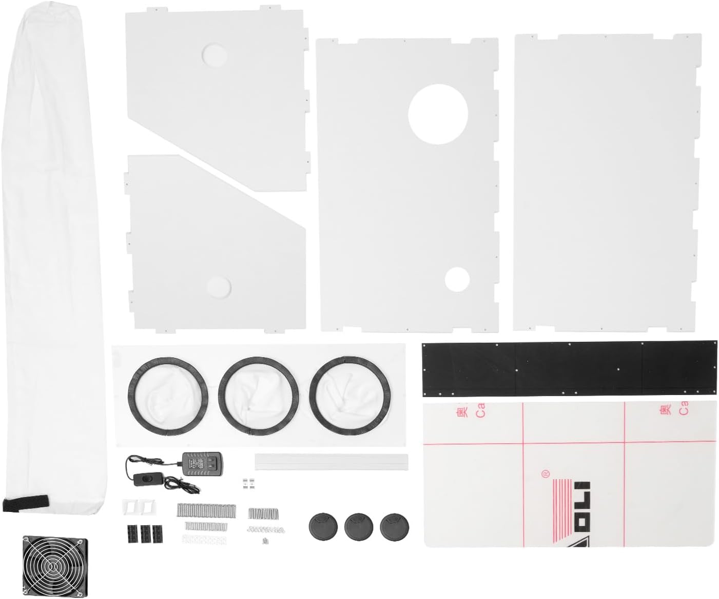3-Hole Table Polisher Dust Box, Fully Enclosed PVC Dust Box Cover Grinding Box with LED Light & Fan, Electric Grinding Table Polisher Dust Cover Polisher Toolbox for Polishing Machine