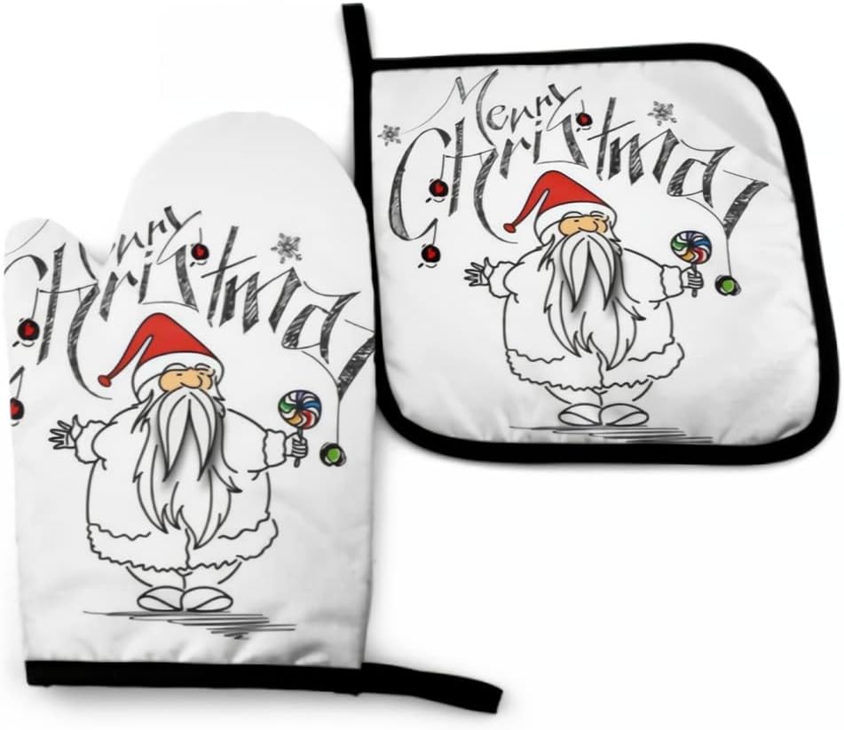 Oven Mitt and Pot Holder Set Heat Resistant Non Slip Kitchen Gloves Cooking Baking