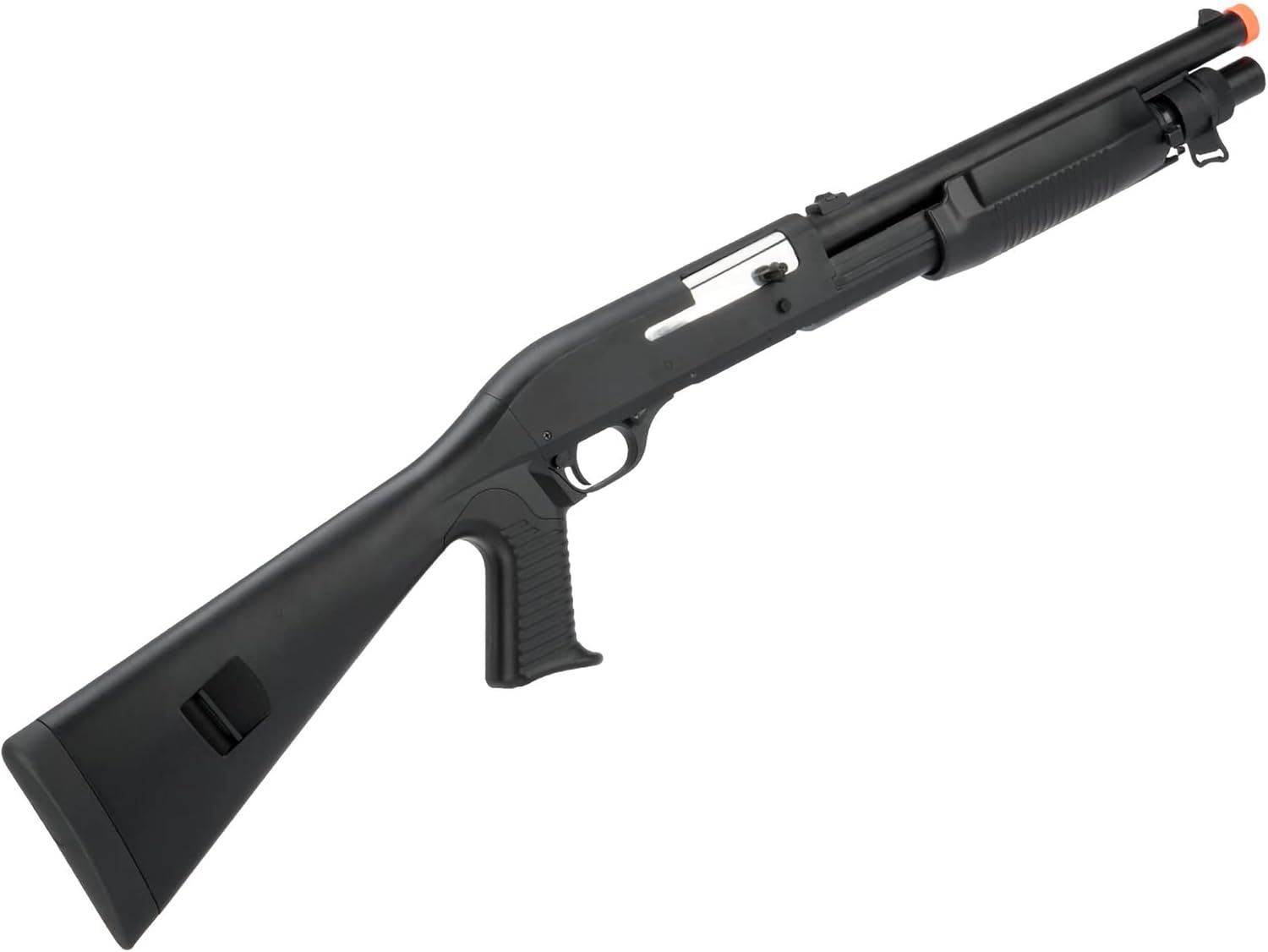 Evike Airsoft - CYMA Standard Metal M3 3-Round Burst Multi-Airsoft Shotshell Loading Airsoft Shotgun (Model: Full Stock CQB)