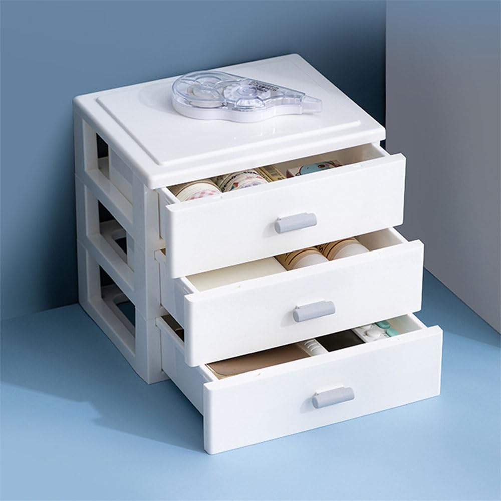 Organizer da scrivania impilabile, organizer da scrivania per artigianato, matite, cosmetici, piccolo organizer da scrivania con 4 cassetti, organizer da scrivania in plastica per casa, ufficio
