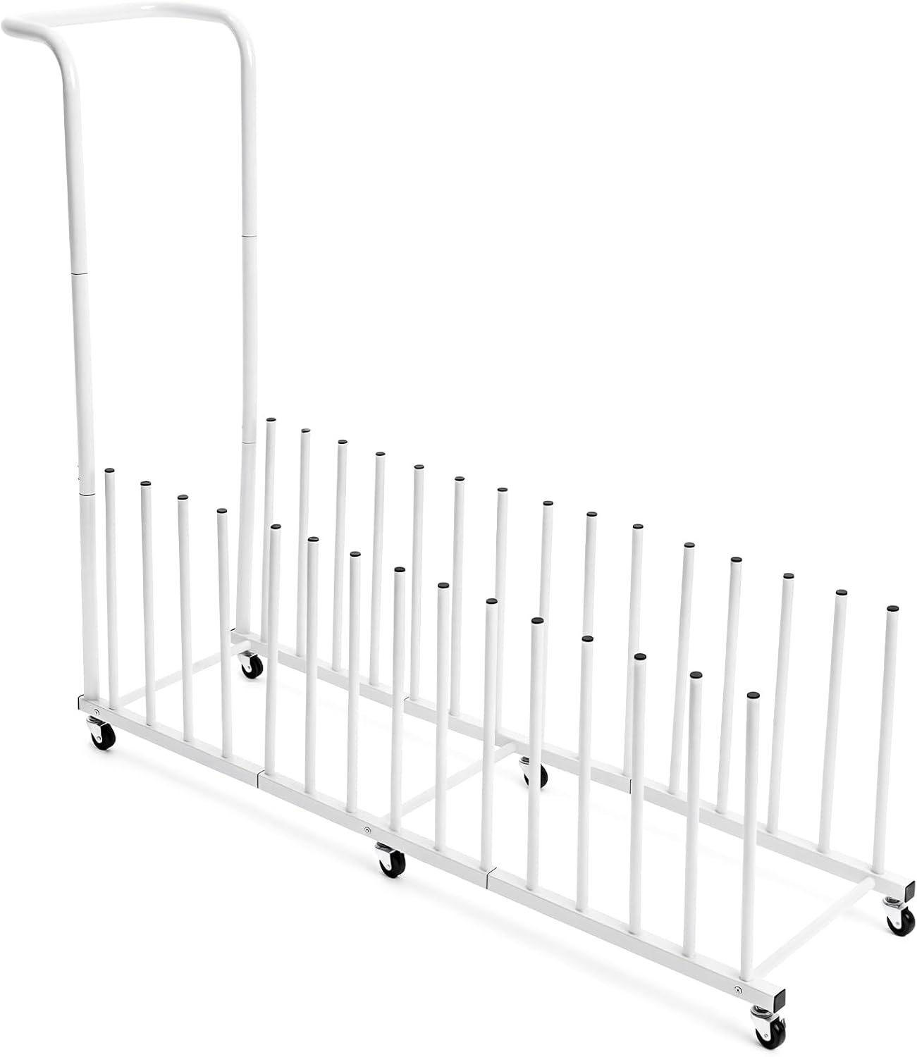 Colingmill Cabinet Doors Paint Transport Rack with Handle Casters Paint Drying Rack 16.1" Rods 53.1" Base 15 Tier Powder Coated Detachable Convenient for Transportation for Painted Wood Panels Doors