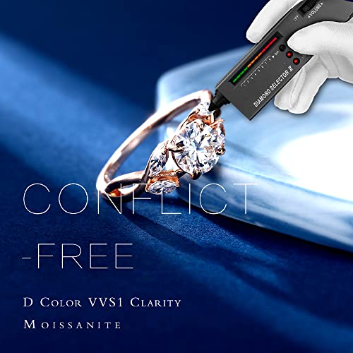 Moosea Moissanite Promise Rings For Her, 1.2Ct D Color Vvs1 Clarity Lab Created Diamond Wedding Rings 14K Rose Gold Vermeil Willow Moissanite Engagement Rings For Women Mom Wife Jewelry Gifts #TOP2