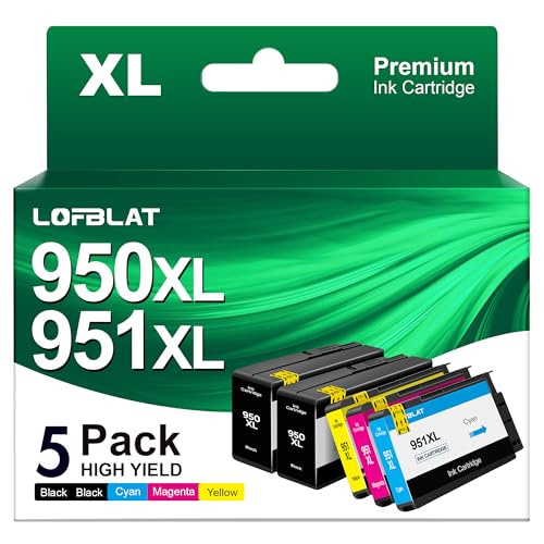 LOFBLAT 950XL 951XL Kompatible Druckerpatronen mit hoher Kapazität für HP 950 951 XL Multipack für HP Officejet Pro 8600 8610 251dw 276dw 8100 8615 8620 8640 (Schwarz Cyan Gelb Magenta, 5-Pack) LOFBLAT 950XL 951XL Kompatible Druckerpatronen mit hoher Kapazität für HP 950 951 XL Multipack für HP Officejet Pro 8600 8610 251dw 276dw 8100 8615 8620 8640 (Schwarz Cyan Gelb Magenta, 5-Pack)